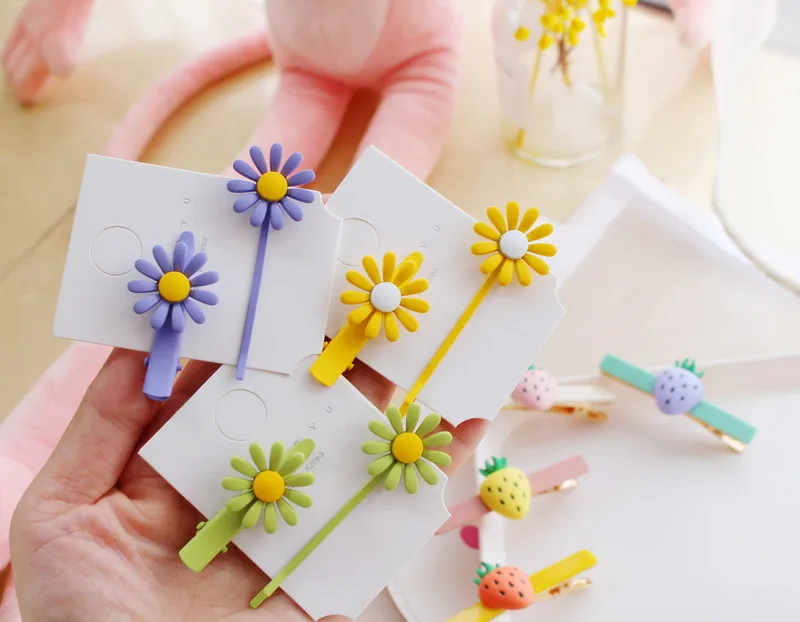 120 компл./лот 2 шт./компл. DIY Простые подсолнухи заколки для волос цветастые Цветочные боковые шпильки Инструменты для укладки аксессуары HA691