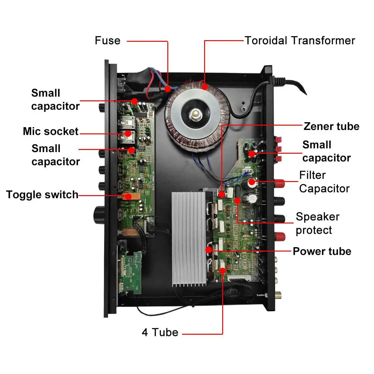 2200W 5 Channel bluetooth Power Amplifier HiFi Stereo Speaker Amp Support FM Radio 2 Mic USB SD Card Input SUNBUCK