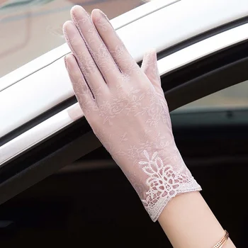 

1Pair Female Sexy Lace Driving Gloves Spring And Summer Women's Thin Lace Sunscreen Gloves Lady's Short Uv Protection Gloves