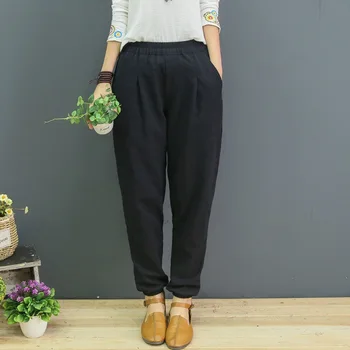 

ORANGE New style women's solid color trousers elastic cotton trousers