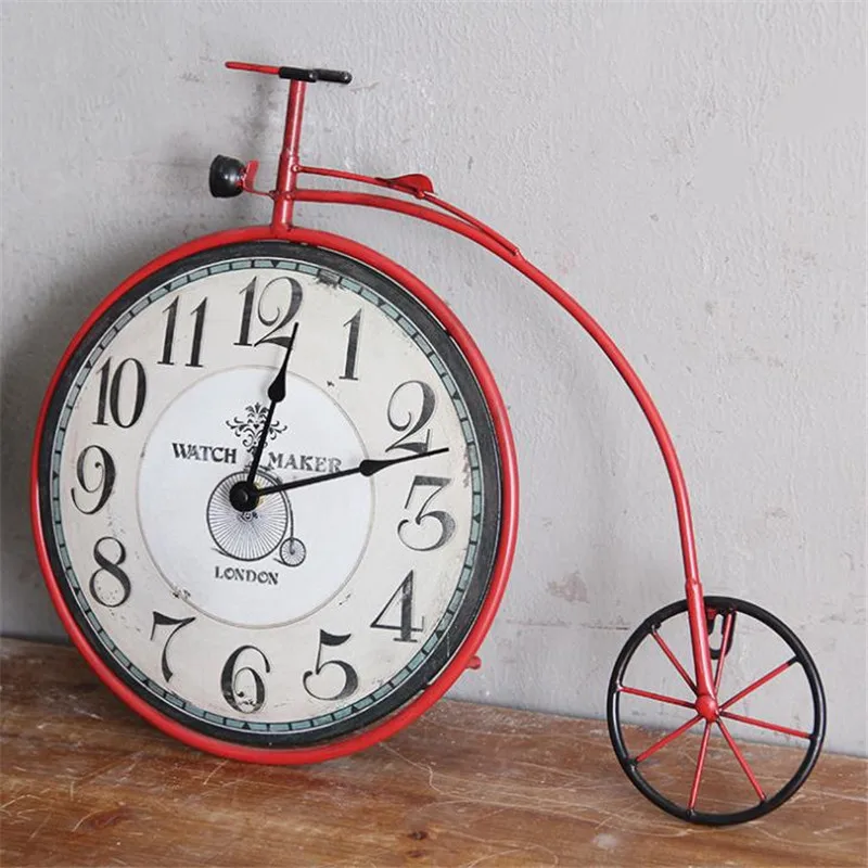 Retro American Country Bicycle Wall Clock Living Room Bedroom Personalized Home Decor Wall Watch New Hanging Clock