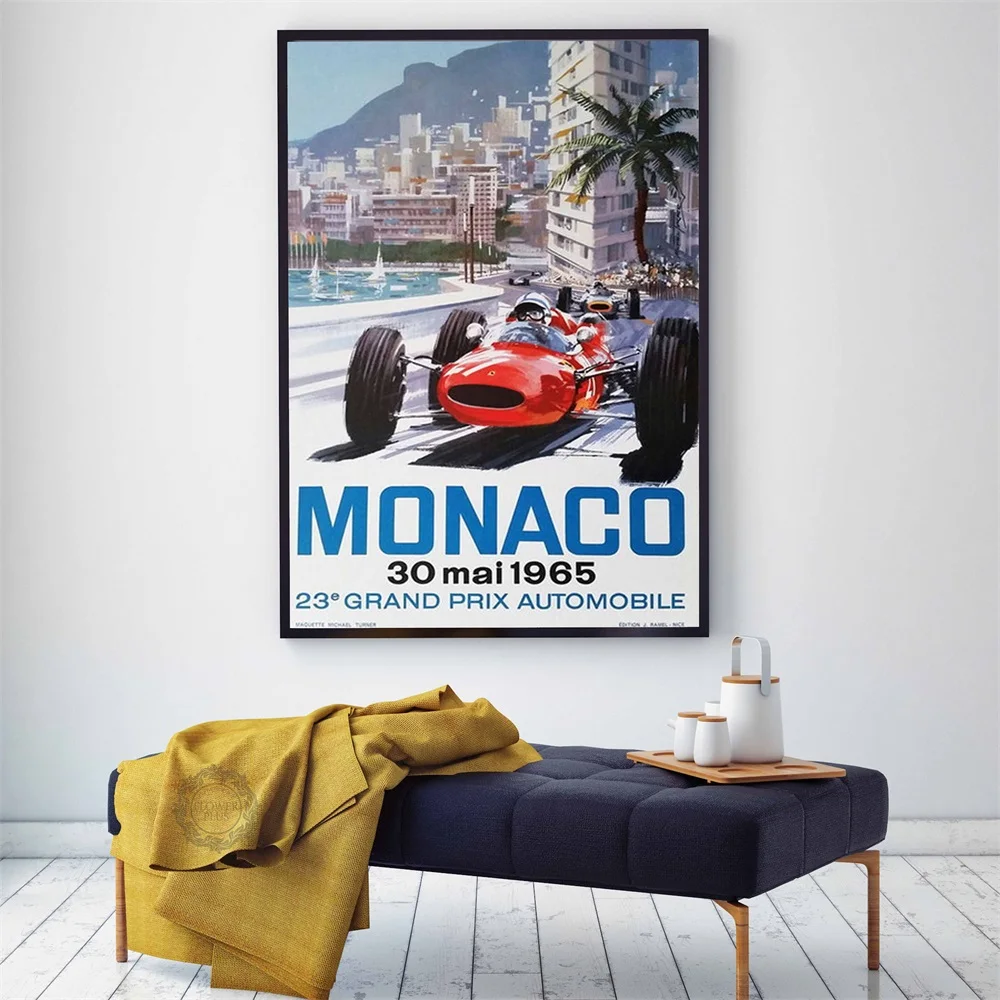 Постеры и принты 1966 Монако Grand Prix Classic Motor Racing Art Silk Print Home Decor 24x36 - 27x40 дюймов HD quadro