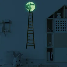 

Creative Ladder Moon Combination Bathroom Bedroom Porch Wall Beautification Decorative Luminous Wall Sticker Self-adhesive