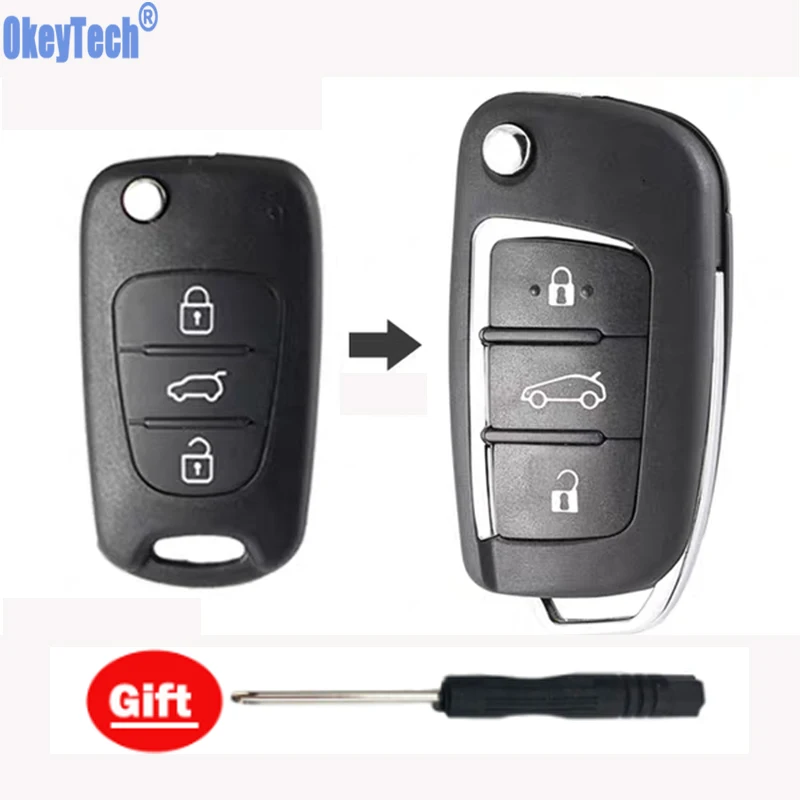 

OkeyTech For Hyundai I30/IX35 Modified Flip Remote Key Case Shell 3 Buttons For Kia K2/K5/Rio/Picanto/Ceed/Cerato/Sportage S153