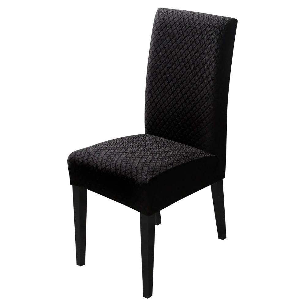 Knitting Jacquard Solid Color Big Chair Cover Thick Elastic Seat Chair Covers Stretch Slipcovers For Wedding Banquet Hotel - Цвет: black