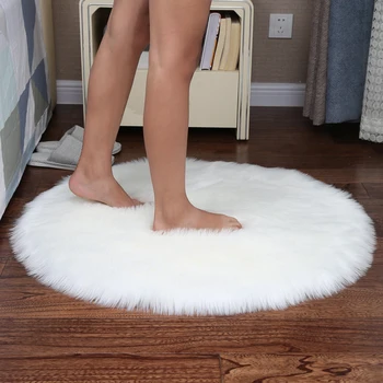 

Australian Sheep Plush Round Carpet Mat Wool Imitation Computer Chair Wool Round Carpet Bedroom Bedside Blanket White