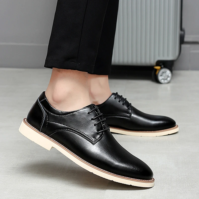 

Genuine Leather Men Shoes Fashion lace up Oxford Shoes Man Breathable Sneakers British Style Flats Casual wedding party Shoes a4