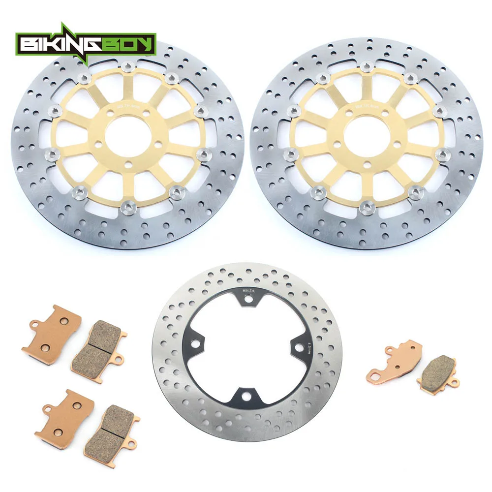 BIKINGBOY для KAWASAKI Z 1000 2003 2004 2005 2006 Z1000 03 04 05 06 волнистые/круглый спереди и сзади тормозные диски роторы колодки - Цвет: Round Gold