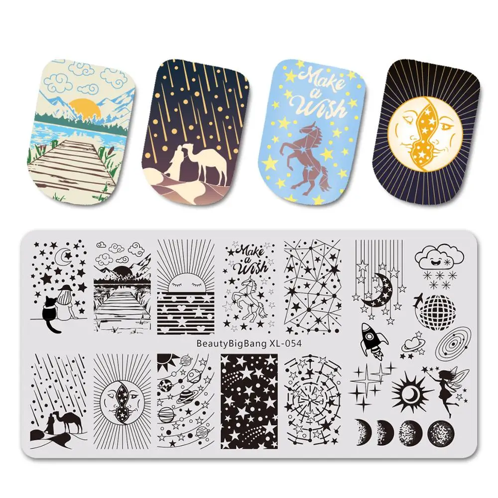 

BeautyBigBang Star Moon Design Stamp For Nails Accessoires Starry Sky Stencil Mold Nail Stamping Plates Nail Art Tools XL-054