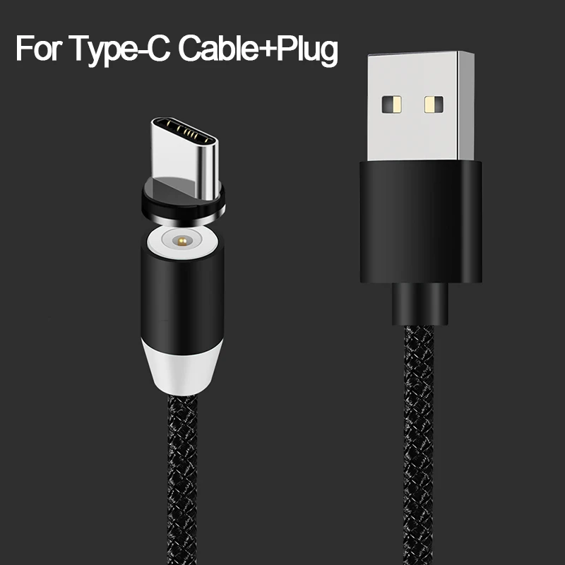 Магнитный кабель зарядное устройство Micro usb type C осветительный кабель 2A Быстрая зарядка USBC/type-C провод для iPhone samsung кабели для мобильных телефонов - Цвет: Black For Type C