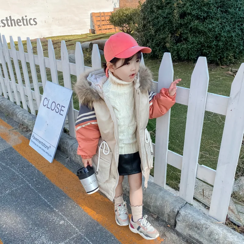WLG girls boys winter down coats kids patchwork hooded 90% white duck down thick outerwear baby warm fashion clothes 3-8 years