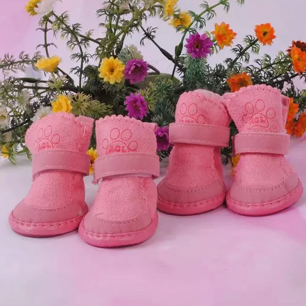 Собака хлопковые сапоги 1 комплект из 4 предметов одежды для питомцев, зимний, теплый ботинки щенок Смешанный хлопок теплые зимние прогулочные ботинки; милые модные длядомашних животных