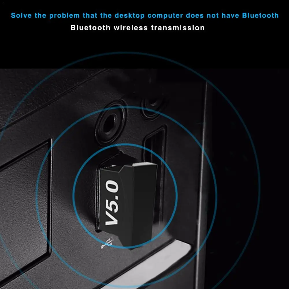 Bluetooth адаптер 5,0 USB Настольный компьютер Бесплатный привод Bluetooth аудио приемник ключ Музыкальный Аудио приемник передатчик Черный