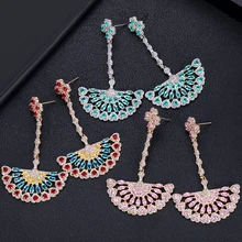 Jankely роскошный веер длинные серьги в форме кубического циркония женские свадебные Большие серьги Bijoux