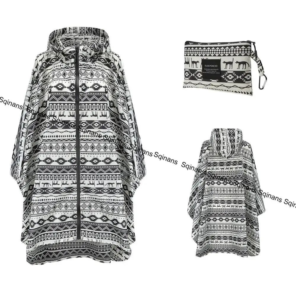 Black White Animal Sqinans женский непромокаемый плащ, дождевик, пальто, портативный дождевик для пеших прогулок, женский плащ - Цвет: Black White Animal
