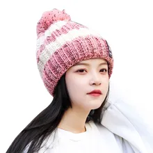 Модная вязаная ветрозащитная шапка 6 цветов женские теплые однотонные плотные шерстяные шапки минималистичные помпоны вязаные шапки для осенне-зимнего сезона шапка 19 oct05