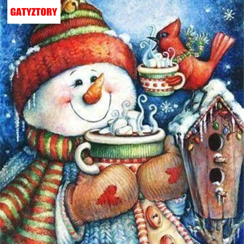 GATYZTORY 5D алмазная живопись, Полная площадь, сделай сам, домашний декор, мозаика, стразы, изображение с логотипом на заказ, снеговик, любовь, 3 шт. в партии