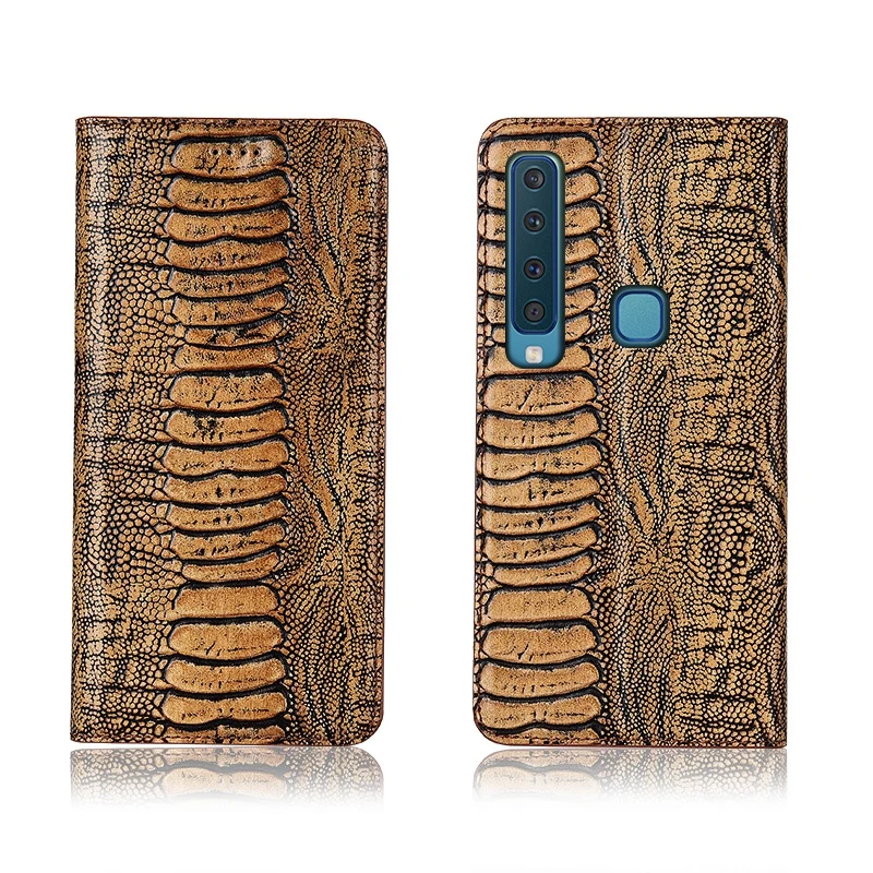 

Ostrich foot pattern genuine leahther phone bag for Samsung Galaxy A9 2018 phone case for Samsung Galaxy A9S flip cover funda