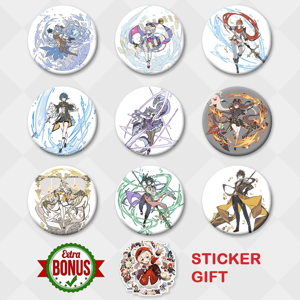 Genすね バッジ Xiao lia Zhongli Kqing Qqi文字 コミック イラスト ブローチ コスプレゲームの装飾 ギフト Aliexpress