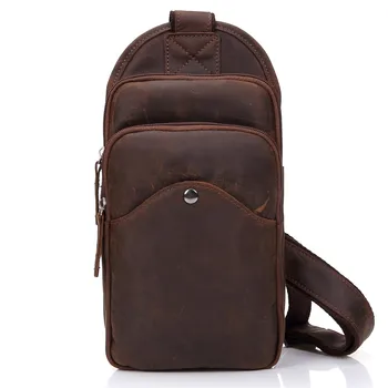

Fashion retro crazy horse leather small chest bag leather PU leather messenger bag handbag shoulder bag casual shoulder bag