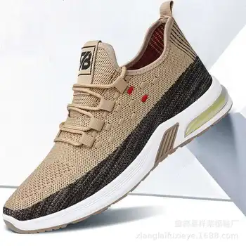 

2020 New Flying Woven Men's Casual Shoes Men's Air Cushion Breathable Mesh Shoes men sneakers mens loafers leather knit shoes