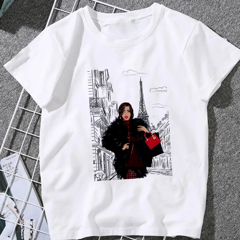 2020 Fashion beauty champagne pattern Printing Tshirt Women 90s Graphic Tshirt Grunge Aesthetic Top Tees Female tshirts