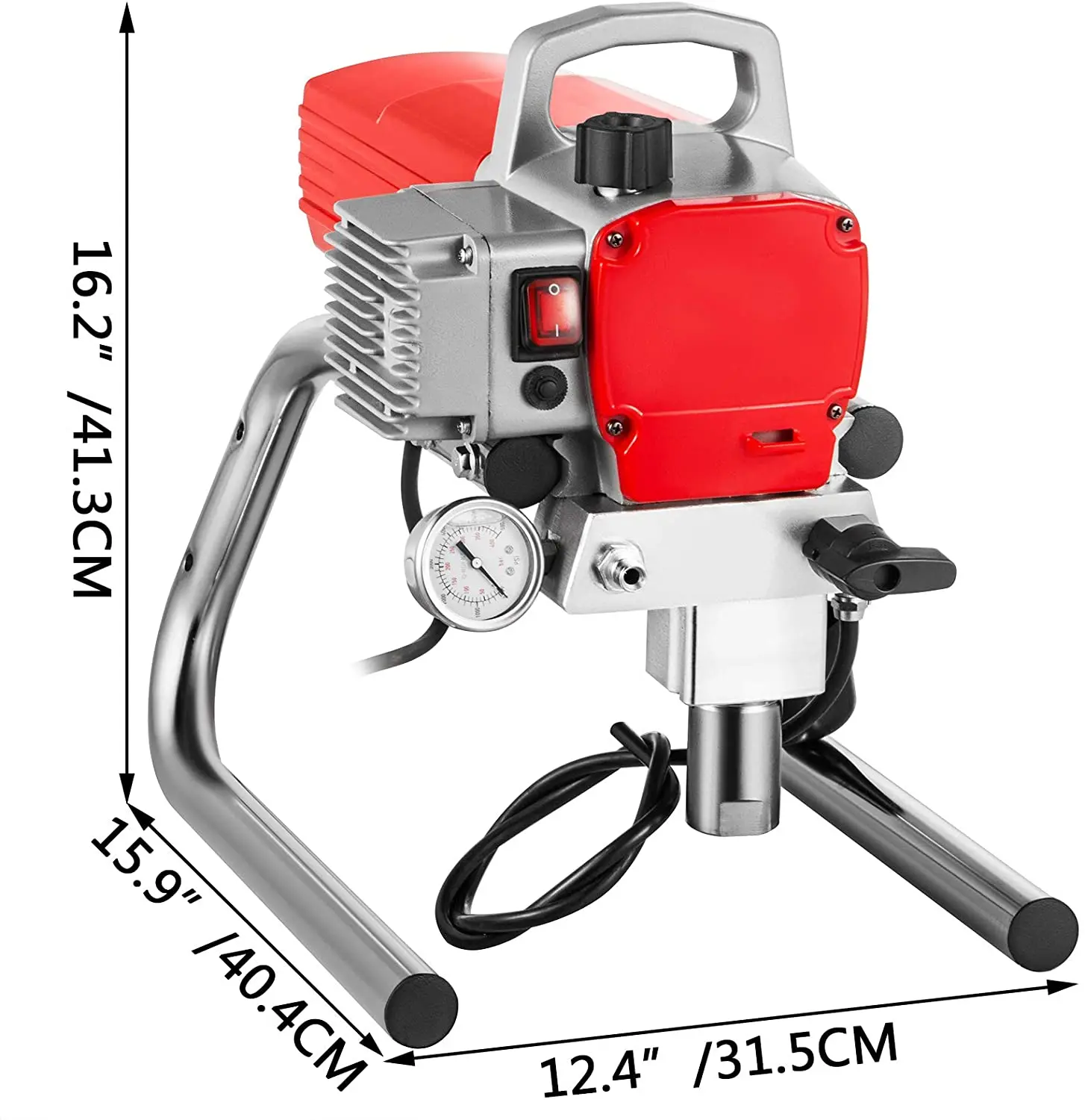 220V High Pressure Airless Spray Paint Gun Sprayer Spraying Machine 1500W Wall with 15m high Pressure Pipe
