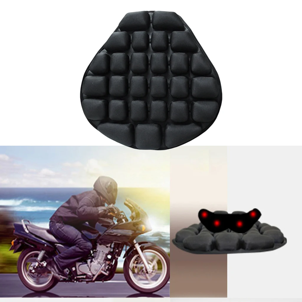 Inflatable Motorcycle Ride Seat Cushion Air Pad for Comfortable Travel Black