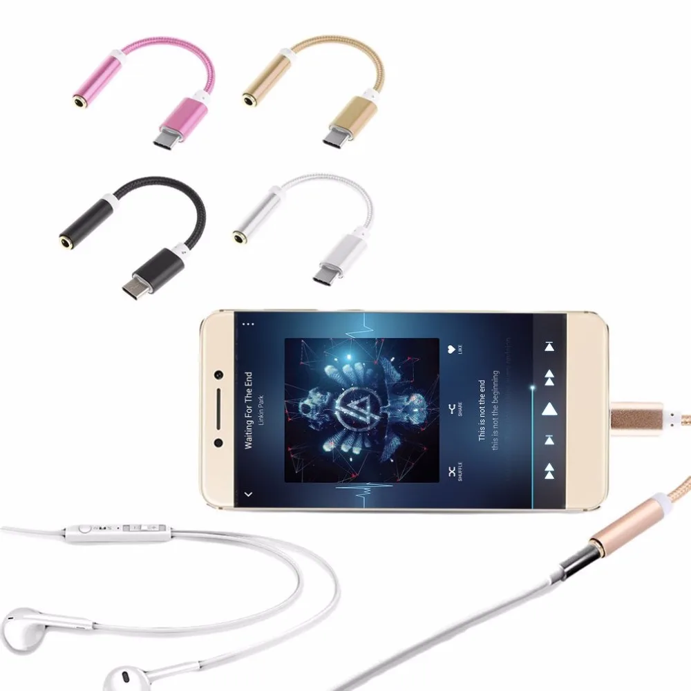 Portable USB 3.1 Type-C To 3.5Mm Audio Connector Microphone Female Adapter