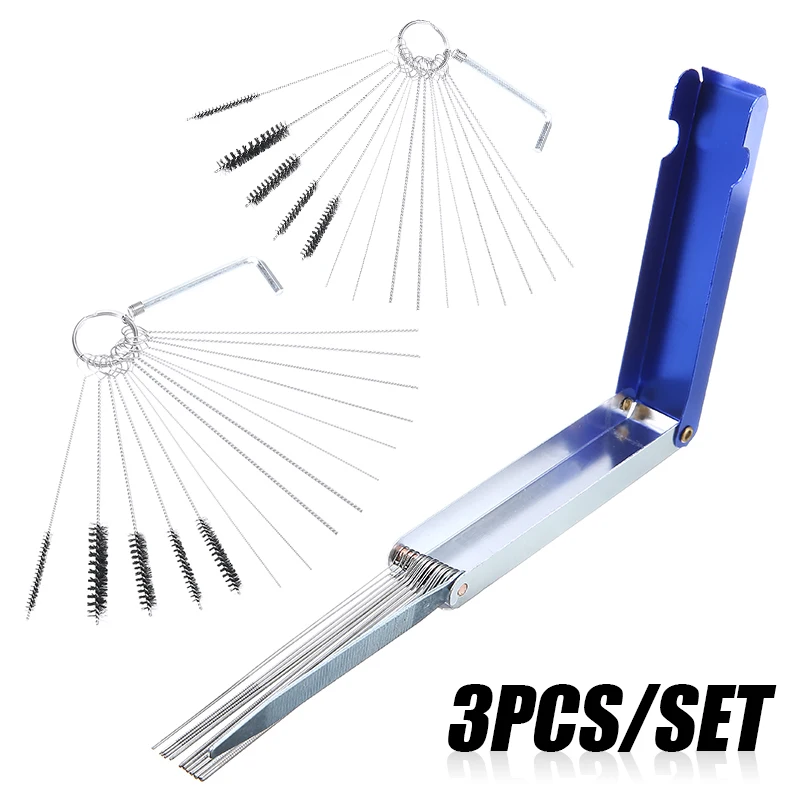 3pcs Car Motor Carburetor Carbon Dirt Jet Remove Needles + Brushes Cleaning Tools Tubing Scavenging Clogging Janitorial | Автомобили и