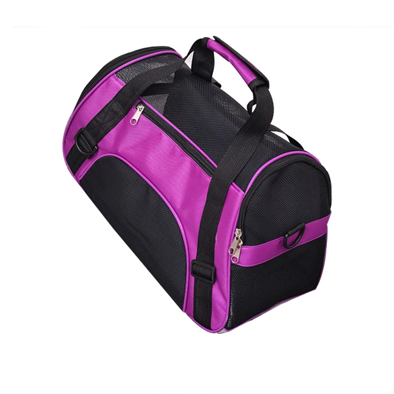 Портативная складная сумка для переноски питомцев, дышащие сетчатые переноски для кошек, переносная дорожная сумка для собак, водонепроницаемая дорожная сумка для питомцев - Цвет: Фиолетовый