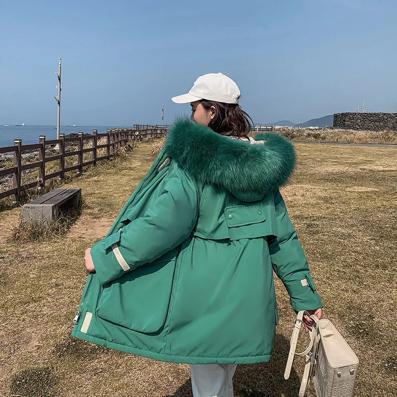 

Mid-length Pike Cotton Coat Women's 2019 Autumn And Winter Korean-style Waist Hugging Cotton-padded Jacket Coat Fashion