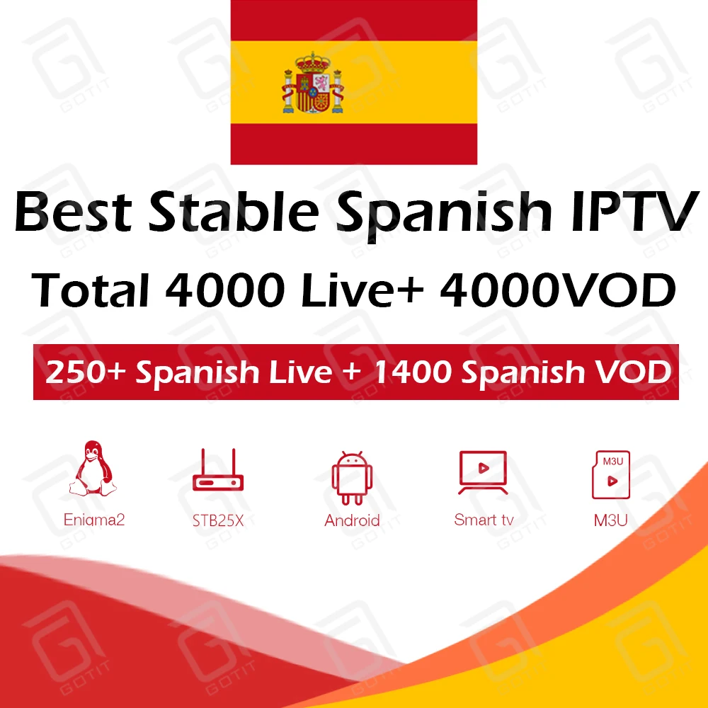 Испания IP tv Франция IP tv M3U IP tv подписка 4000Live+ 4000 VOD поддержка Andorid Smart tv VLC STB25X Xtream IPTV испанский