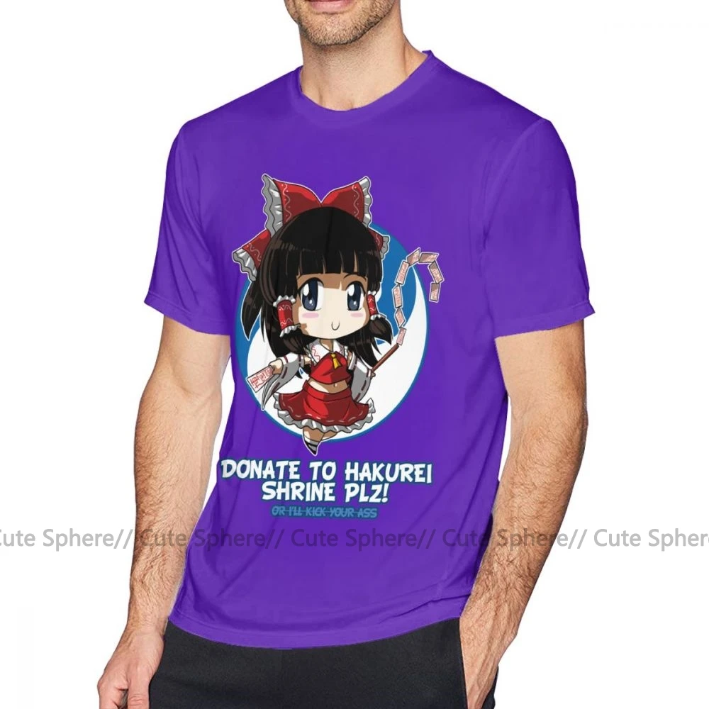 Touhou футболка Touhou Reimu Hakurei футболка 100 хлопок 6xl футболка с коротким рукавом летние забавные печатные мужские футболки - Цвет: Purple