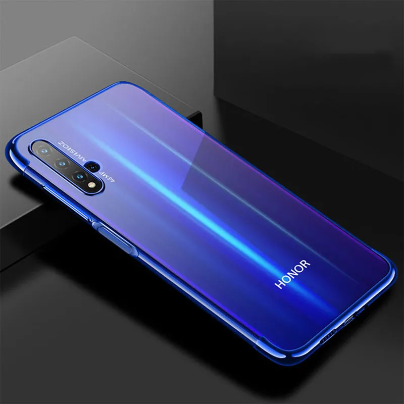 Чехол для телефона huawei Nova 5 T, чехол, роскошный бампер, прозрачная задняя крышка, силиконовый чехол для huawei Honor 20, Honor20 Pro Nova 5 T 5 T, чехол - Цвет: Синий