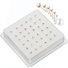 

925 Sterling Silver AB Stone Nose Studs Nose Pin Piercing Jewelry Pircing Nariz Plata Joyería Corporal Percing Nez