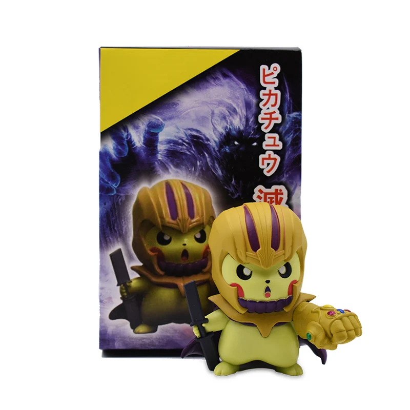 with box 10 см Статуэтка аниме из поливинилхлорида Пикачу Косплей Nendoroid Герои Железный человек Тор Капитан Америка Халк c ПВХ игрушки, куклы фигурки подарок - Цвет: with box