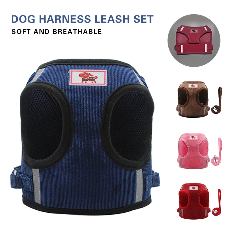 Reflective Dog Harness Vest Soft Breathable Pet Chest Straps Outdoor Walking Harnesses Leads For Small Medium Dogs Pet Supplies
