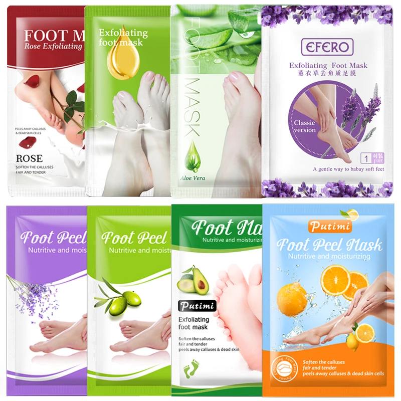 

16PCS/8Pack Foot Mask Moisturizing Smooth Exfoliating Foot Patches Dead Skin Whitening Feet Peeling Mask Spa Pedicure Peel Socks