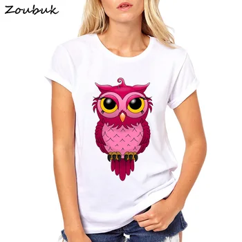 

Animal Owl Print T Shirt Women Harajuku T-Shirt 2020 Woman Summer Casual Short Sleeve TShirt White Camisetas Mujer