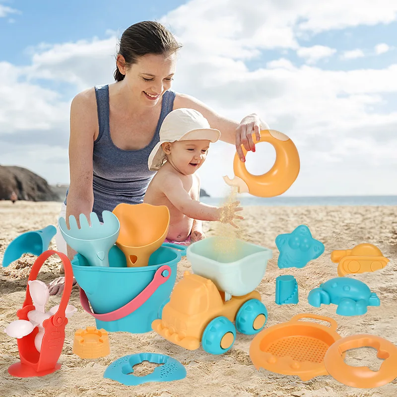 Ensemble de bac à sable en silicone souple pour enfants, jouets de plage  d'été, outils de jeu de sable et d'eau