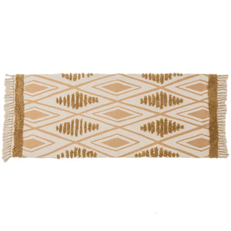 Morocco Cotton Hand Woven Carpet Tufted Tassels Floor Mat Bedroom Tapestry Blanket Living Room Carpet Area Rug Tapete Para Sala