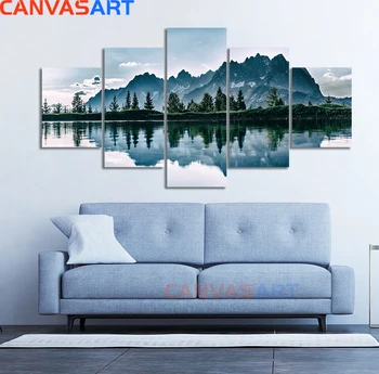 

Canvas Art 5 Pieces Chile Mountain Lake Landscape Canvas Painting HD Print Wall Art for Living Room Bedroom Home Decor