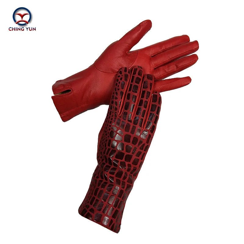 CHING YUN женские перчатки из натуральной кожи Змеиный узор зима осень модный бренд высокое качество козья кожа теплые перчатки для женщин