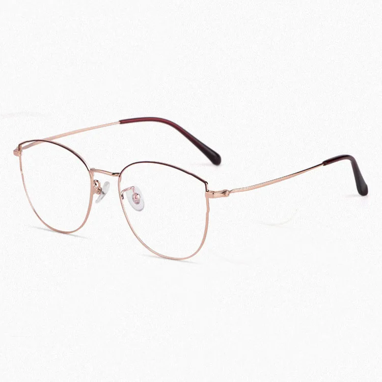 Cat Eye Glasses Women Titanium Optical Glasses Frame IP Plating Oculos clear glasses oculos de grau Myopia accesorios mujer - Frame Color: Rose gold
