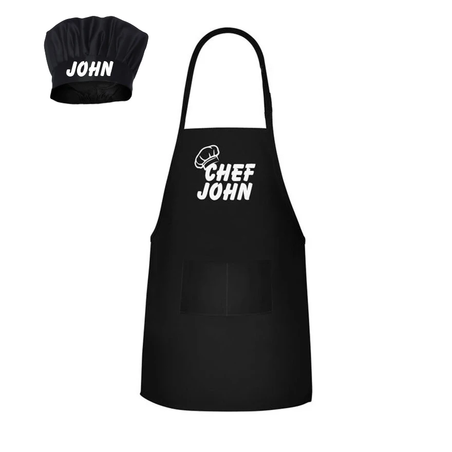 Personalized Chef Hat and Chef Apron Kitchen Craft Name Men Home Kitchen Cooking Uniform Baker Sets Gifts Apron