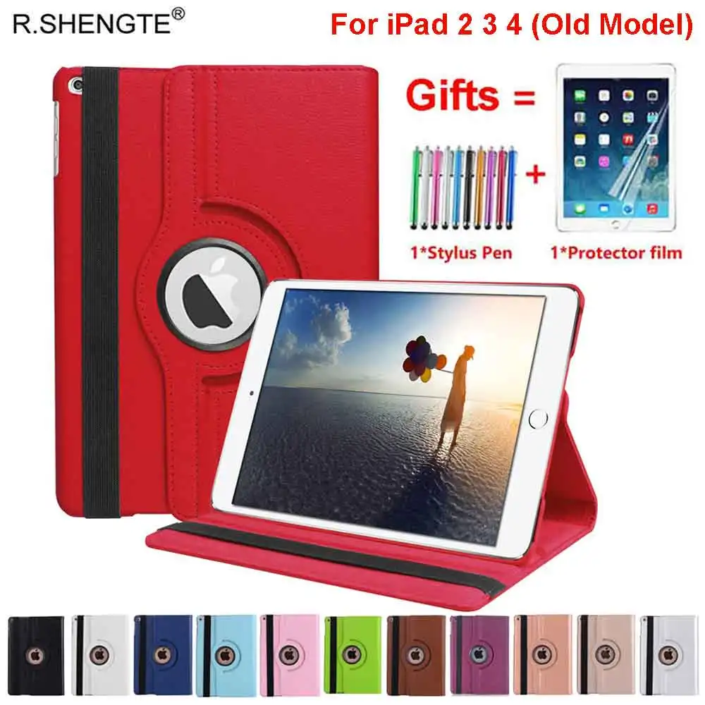 

360 Rotating Case PU Leather Flip Cover for iPad 2 3 4 Case Folio Stand Smart Cases Tablet A1395 A1396 A1416 A1430 A1458 A1460