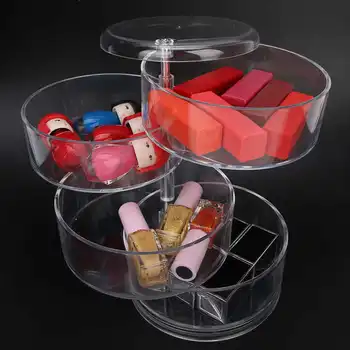 

Cosmetic Storage Box Desktop Organizer with 4 Layers Rotation Space Saving Makeup Storage Box Makeup Case