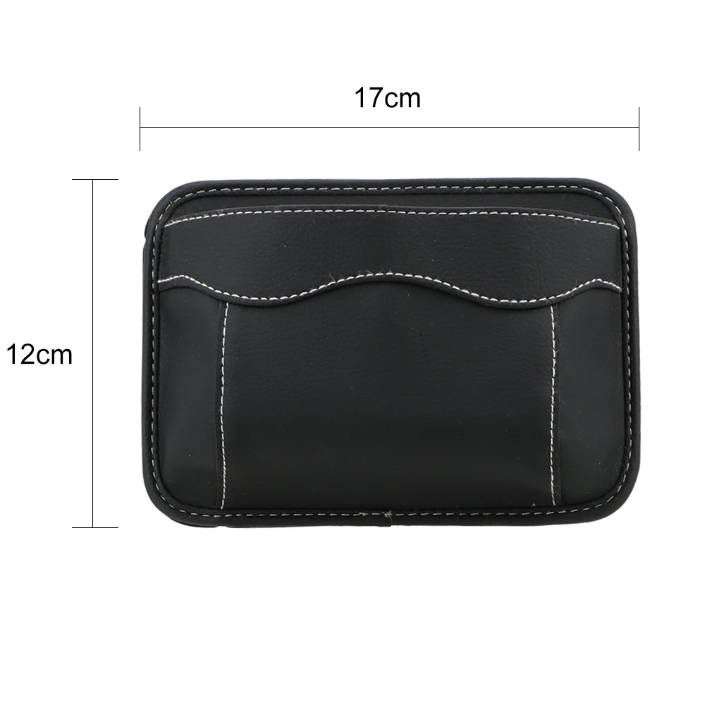 FORAUTO Car Pouch Bags Organizer Car Storage Box PU Leather Cards Mobile Phone Collecting Sticky Bag Stowing Tidying - Название цвета: Черный