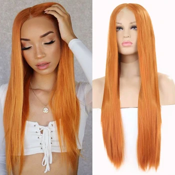 

Charisma Synthetic Hair 13x6 Orange Long Silky Straight Lace Front Wigs Heat Resistant Fiber Cosplay Costume African For Women